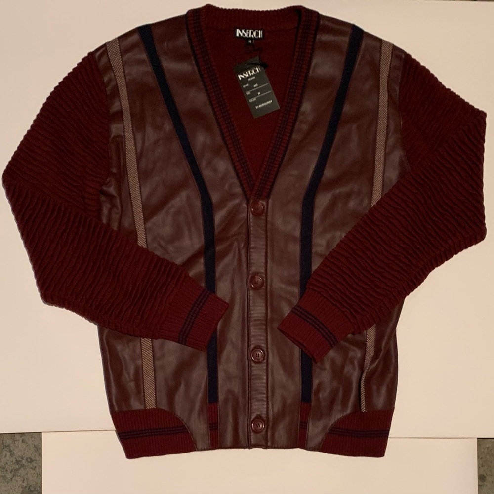 Nautica Burgundy and Brown Cardigan